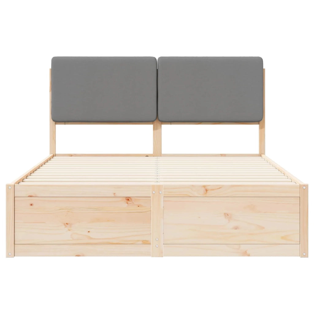 Letto con Testiera Rivestita Grigio chiaro 135 x 190 cm