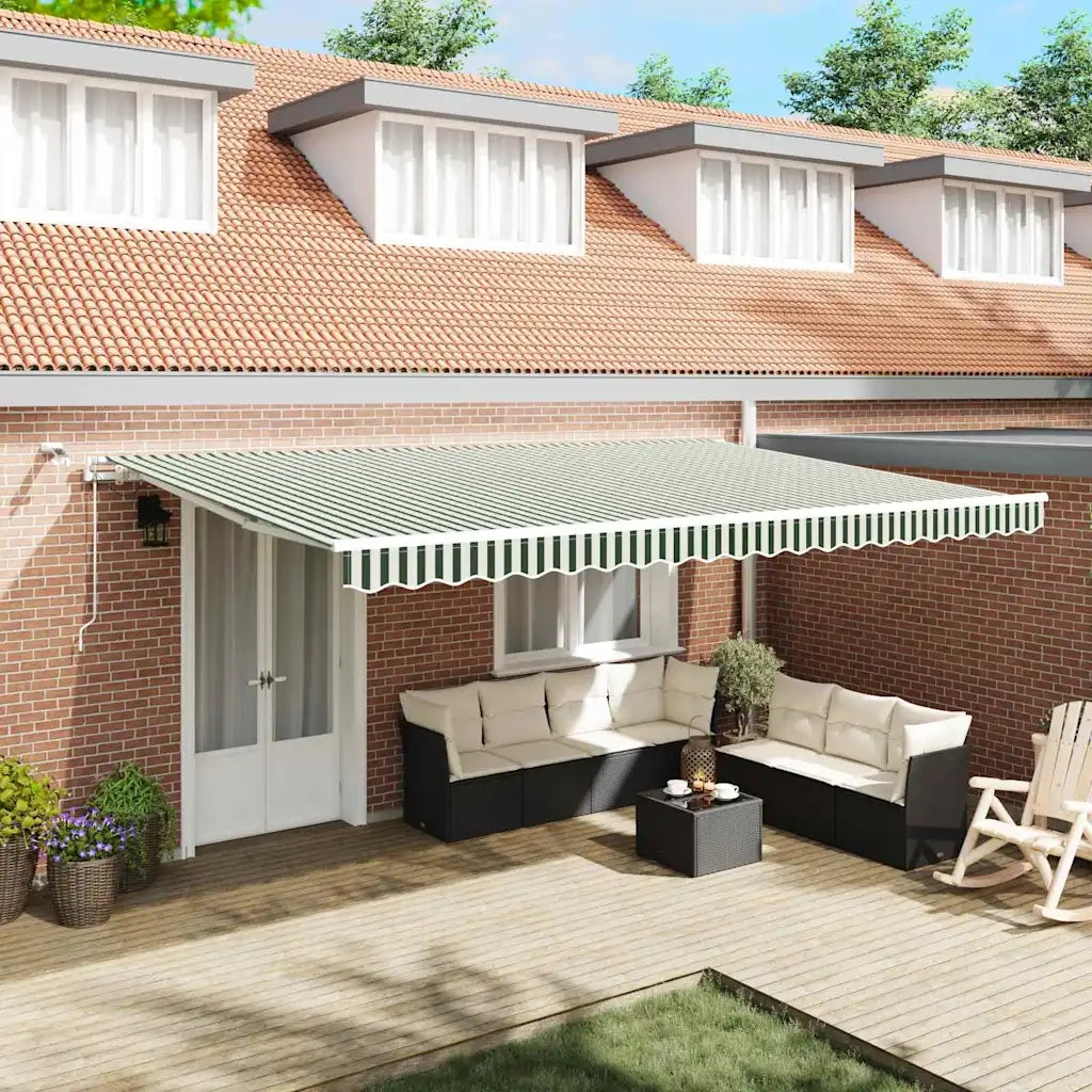 Tenda Retrattile Verde e Bianco 500 × 350 cm 3331584