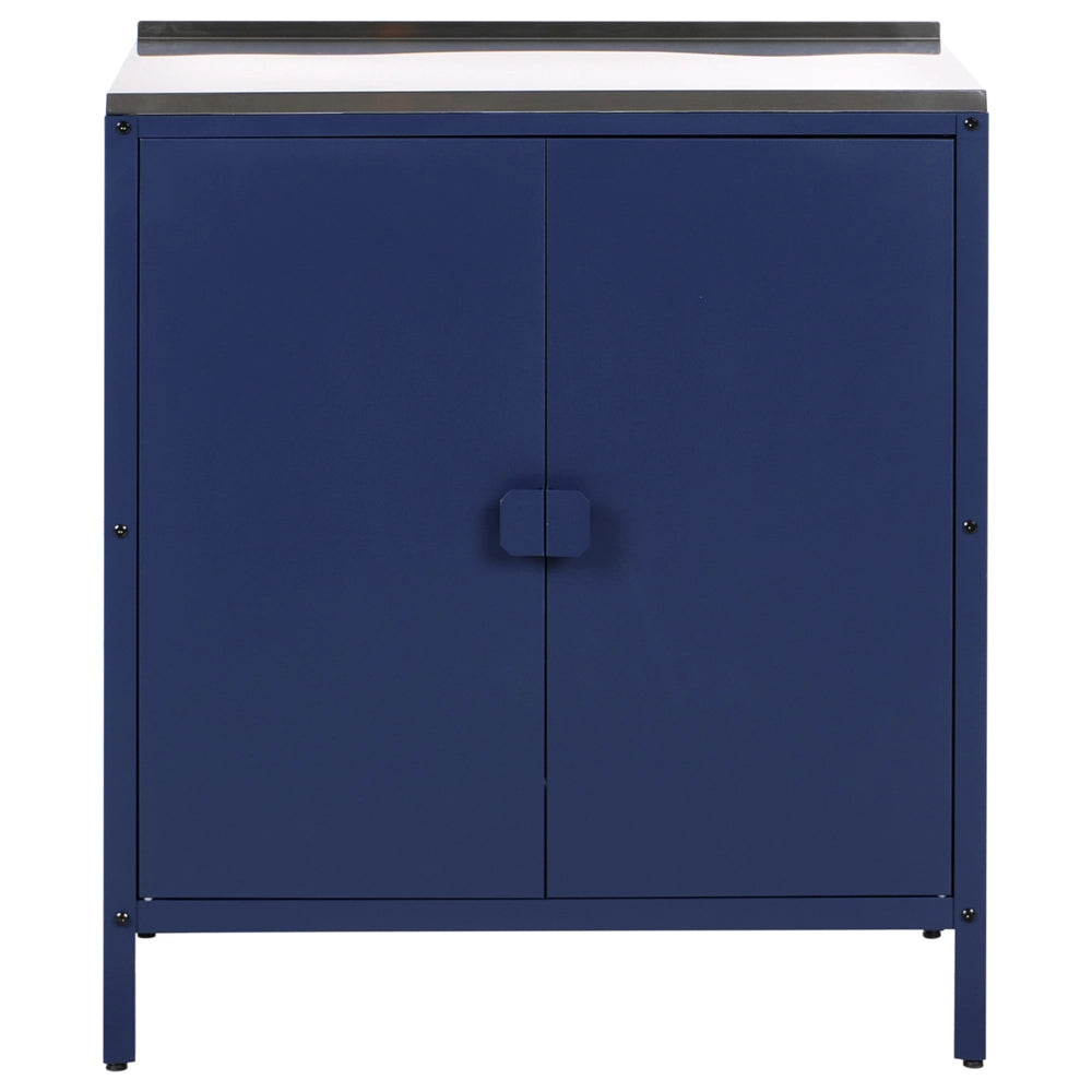 Armadietto da giardino in acciaio inox di colore blu con 2 ante giardino cucina esterno