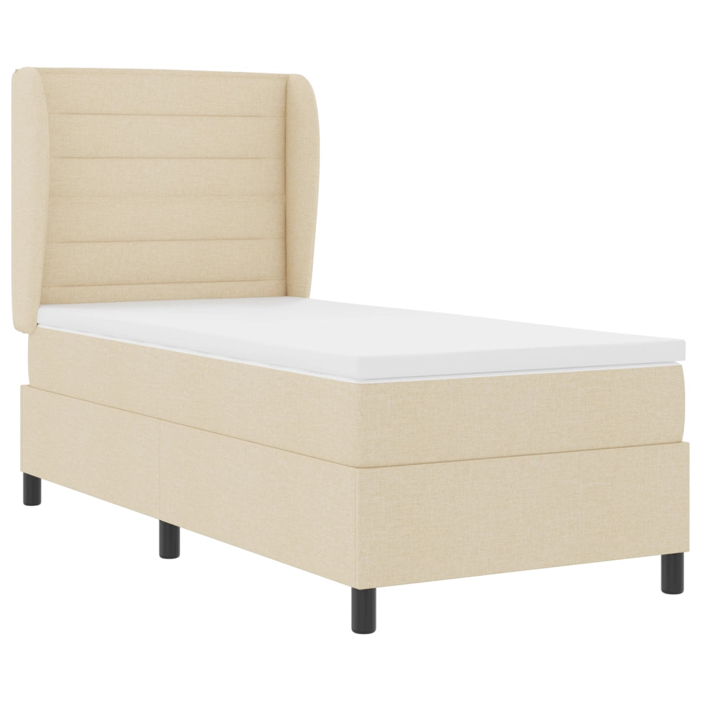 Letto a Rete con Materasso Crema 90x190 cm Tessuto