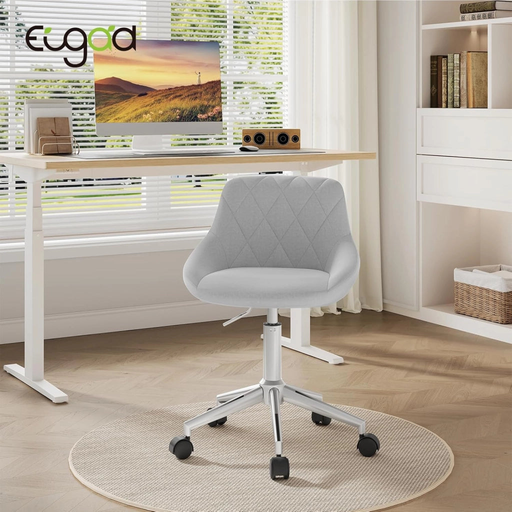 Sedia da Scrivania Moderna, Sgabello Regolabile Senza Braccioli, per Camera da Letto Studio Soggiorno, Grigio Chiaro