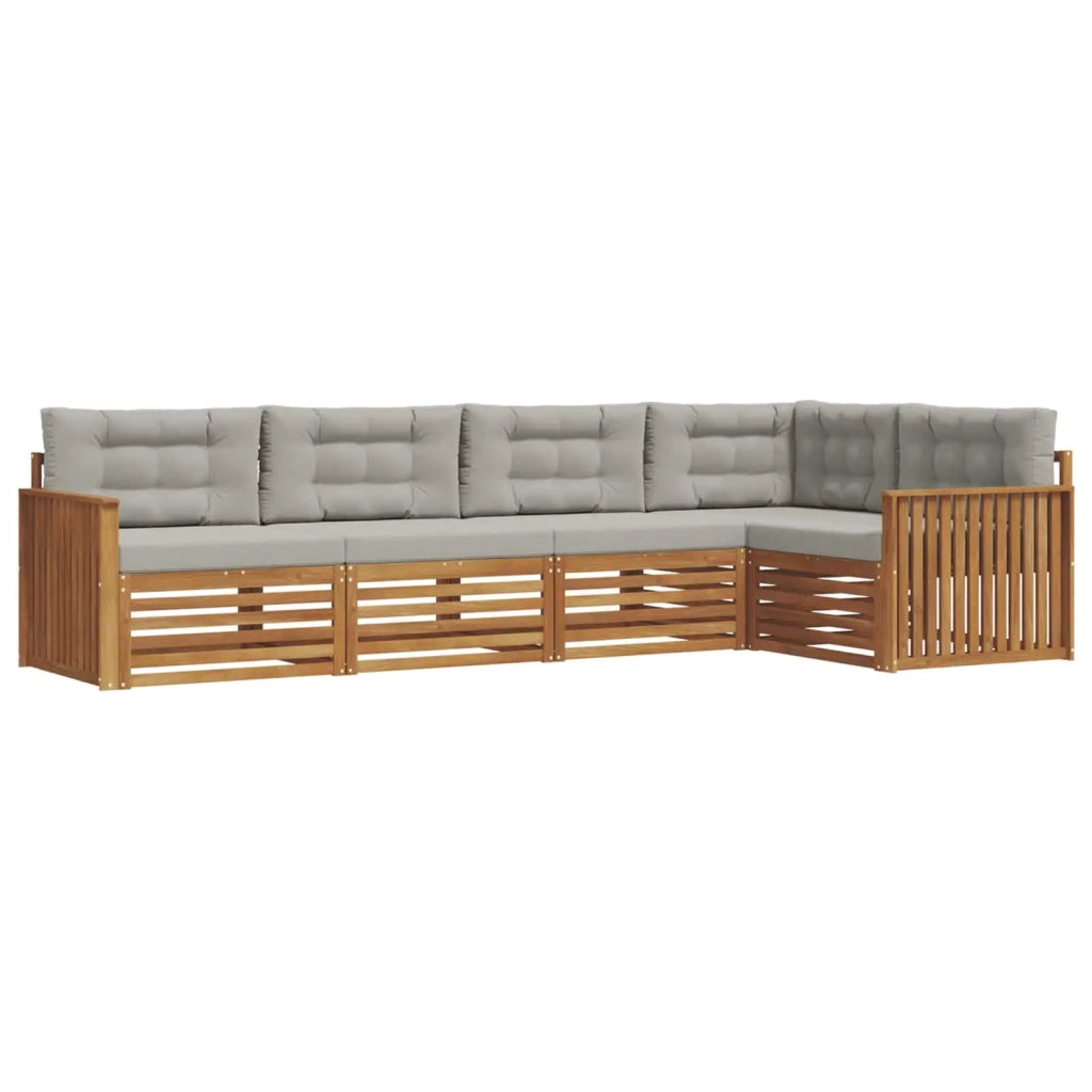 Set di divani da esterno 5 pcs Grigio Naturale e Chiaro