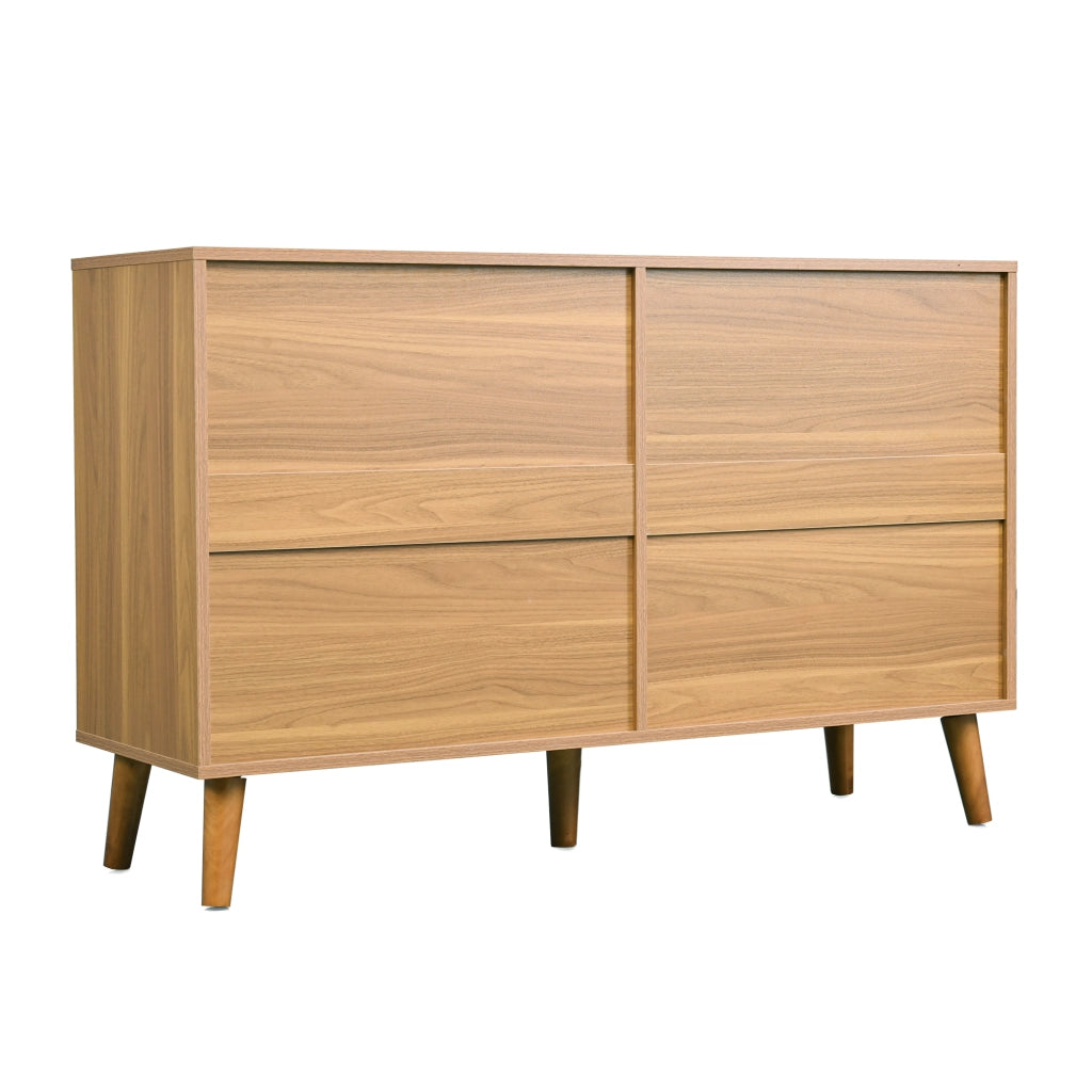 ?????ino a 6 cassetti in stile retrò con effetto rattan; 120 x 40 x 76;5 cm; noce