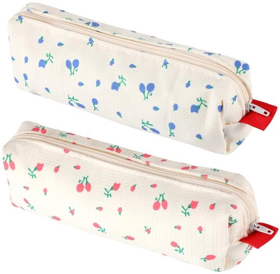 Etui 2 in 1, stilezza fresca, tela a fiori, contenitore per accessori, tasca per cosmetici, organizzatore per ufficio