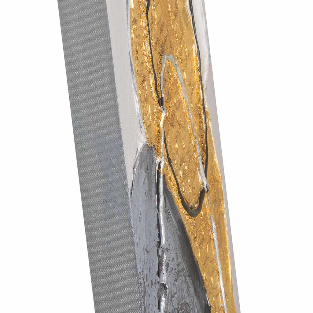Quadro dipinto a mano con rilievo grigio 30x90x3h