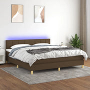 Letto a Molle Materasso e LED Marrone Scuro 160x200 cm Tessuto 3133728