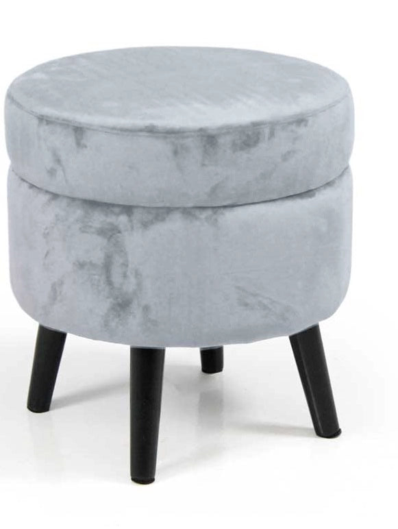 POUF CONENITORE SEDUTA IN VELLUTO E GAMBE NERE 37 X H40 CM COLORE PERLA