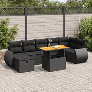 vidaXL Set Divani da Giardino 5 pz con Cuscini Nero Polyrattan Acacia