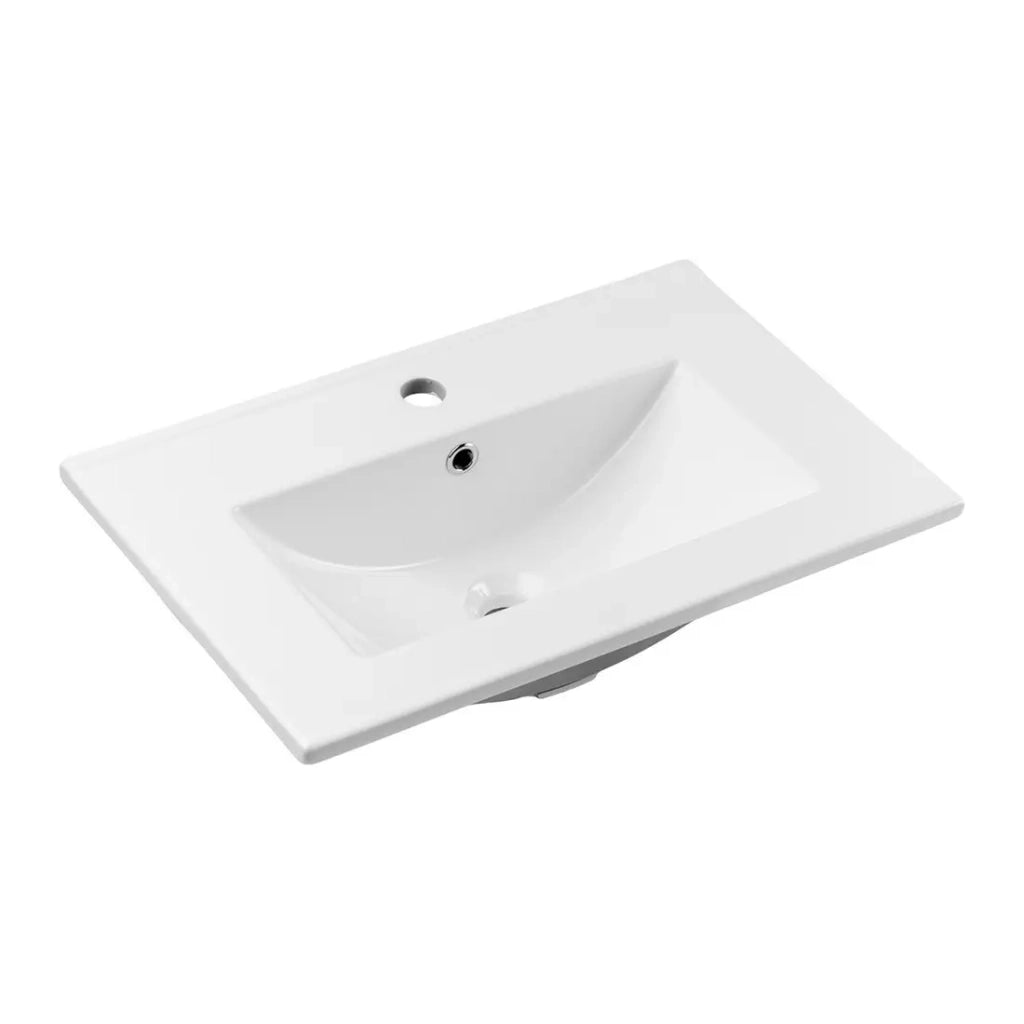 Lavabo da incasso FLOW 60 cm ceramica bianco lucido design rettangolare