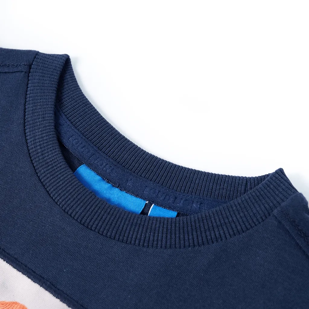 Maglietta da Bambino Maniche Lunghe Blu Marino Mélange 140 12768