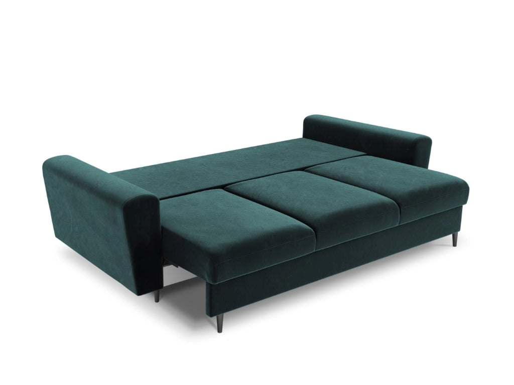Cosmopolitan Design - Divano convertibile con contenitore "Kyoto" 3 posti in velluto petrolio 