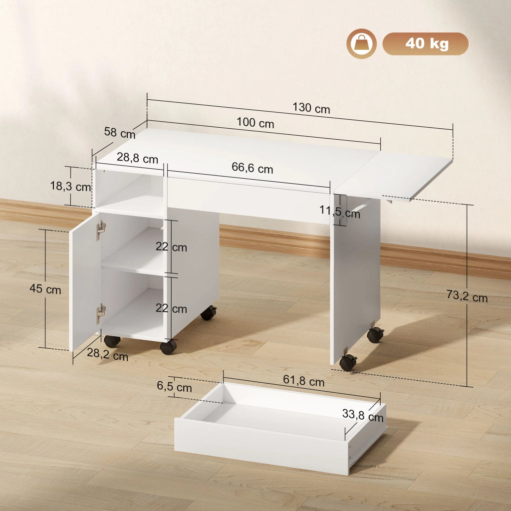 Scrivania computer con cassetto e scaffale ¨C zephmum ¨C bianco 90x50x75