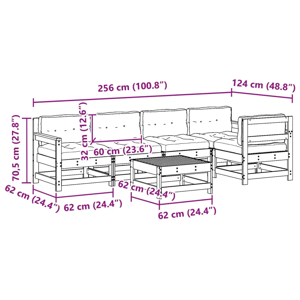 Set Lounge da Giardino 6 pcs Marrone Cerato