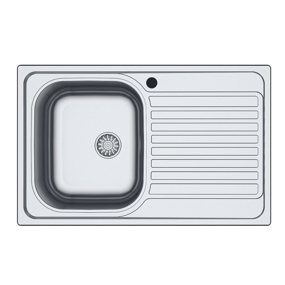 Lavello incasso cucina acciaio 79x50 cm una vasca e gocciolatoio destro Classic 273DX