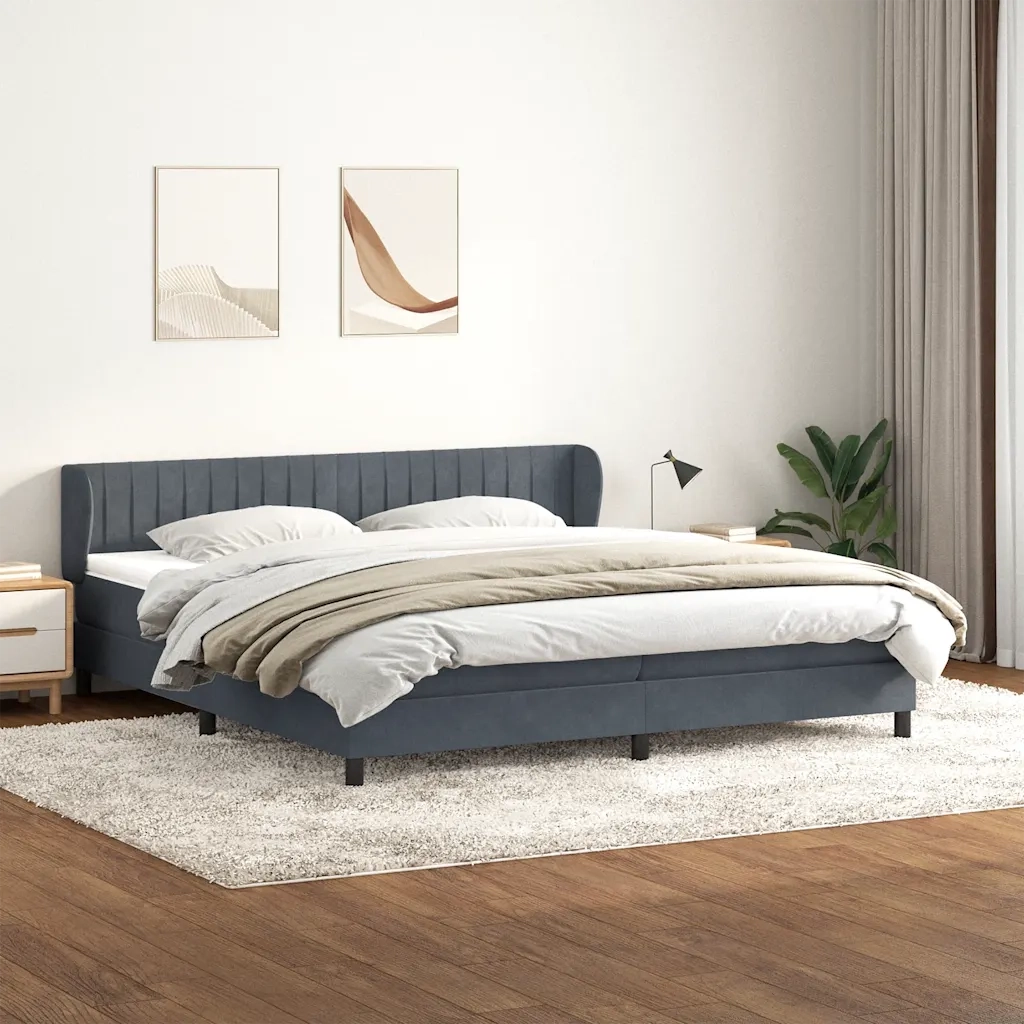 Giroletto a Molle con Materassi Grigio Scuro 180x210 cm Velluto 3317704