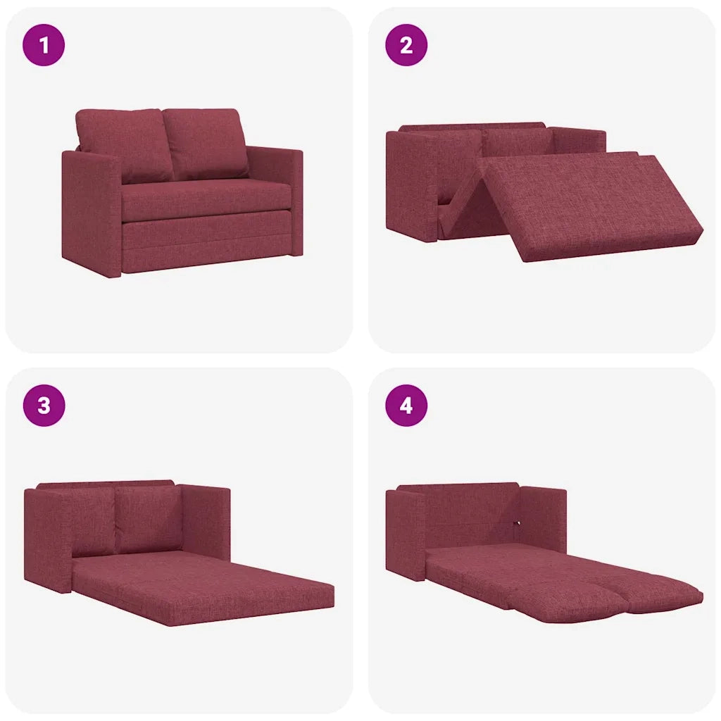 Divano Letto da Terra 2 in 1 Rosso Vino 112x174x55cm Tessuto 353967