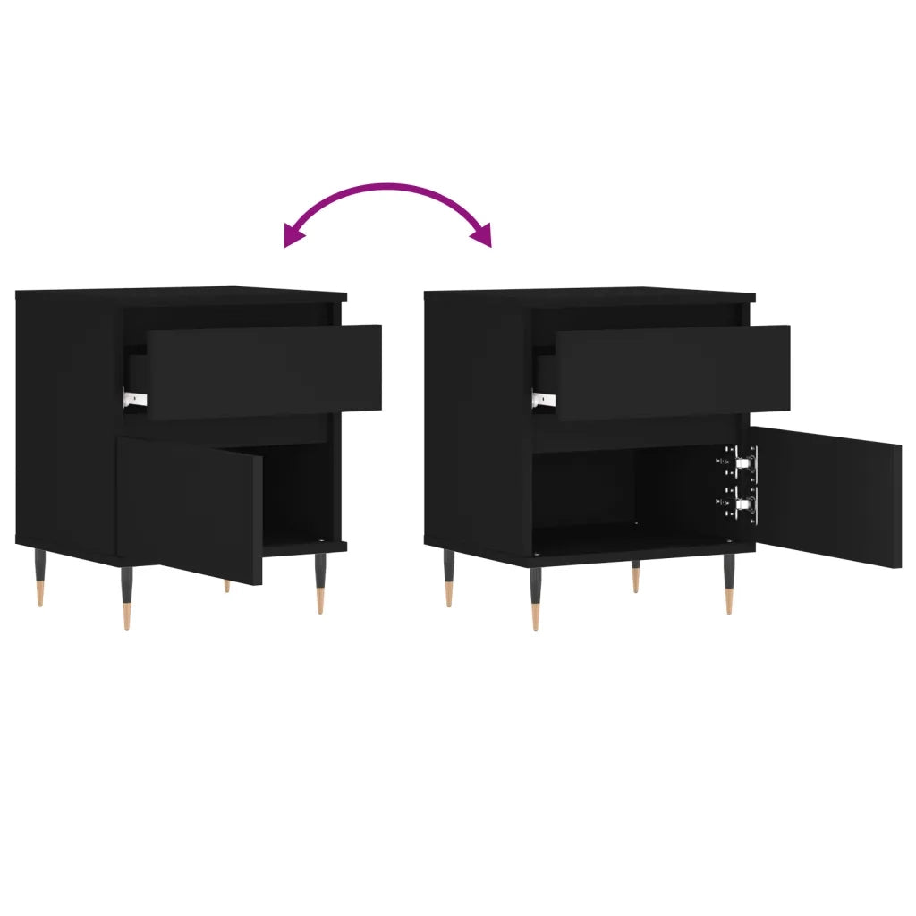 Comodino Nero 40x35x50 cm in Legno Multistrato 830654