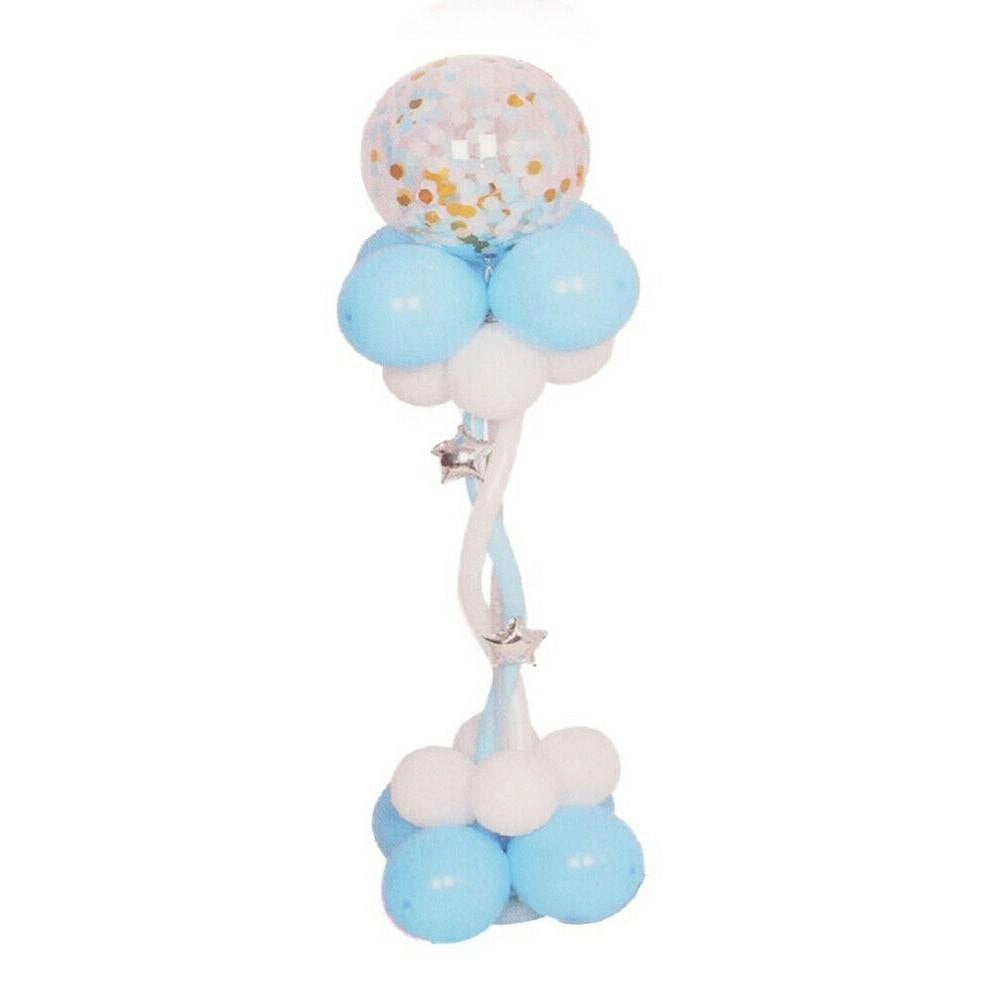 Trade Shop - Palloncino Verticale Struttura A Colonna Decorazioni Battesimo Feste Compleanno - Celeste