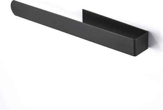 Sostegno per asciugamani autofissante senza perforazione - nero - fissaggio al muro - 37 cm
