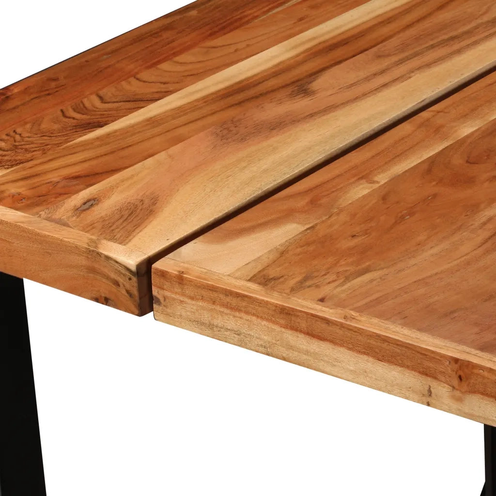 Set da Bar 7 pz in Legno Massello di Acacia e Vera Pelle 278767