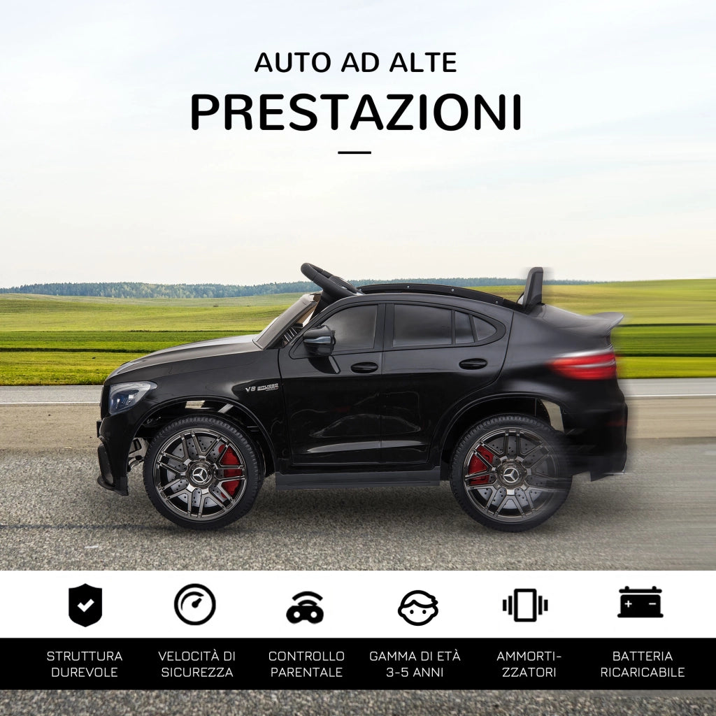 Macchina Elettrica per Bambini 3-5 Anni Mercedes con Cintura di Sicurezza e Telecomando, Nero