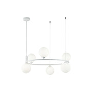 Maytoni Lampadario contemporaneo Ring 6 luci G9 bianco metallo vetro diffusori bianchi