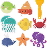 10 pezzi di adesivi antiscivolo a forma di animali marini per bagno, adesivi antiscivolo self-adesivi con raschietto in plastica per bagno, scala, doccia, bagno, camera dei bambini