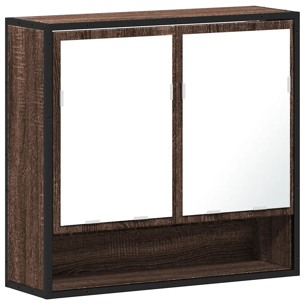 vidaXL Mobile Bagno Specchio Rovere Marrone 65x20x60 Legno Multistrato