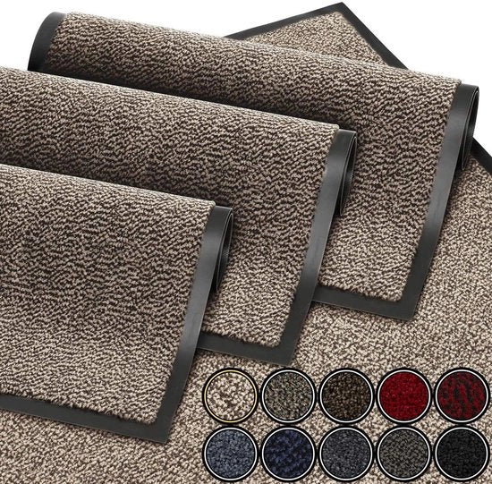 Mat di Porta in Beige e Grigio 40x60 cm | Mat di Porta Antiscivolo e Antislip, Impermeabile, Lavabile e Duraturo, Cattura Sporcizia | Mat di Porta per Porta d'Entrata, Hall, Cucina, Camera da Letto e Soggiorno