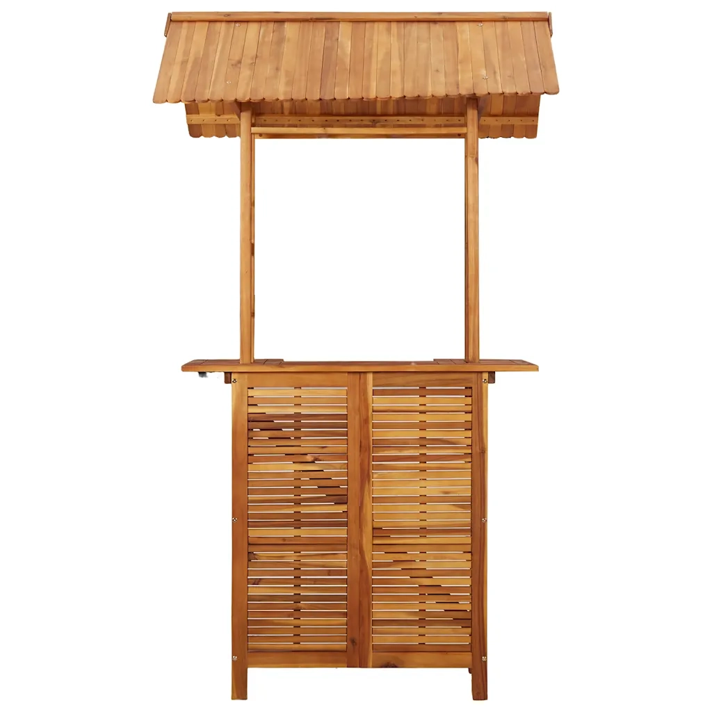 Tavolo Bar Esterno con Tetto 113x106x217cm Massello di Acacia 45909