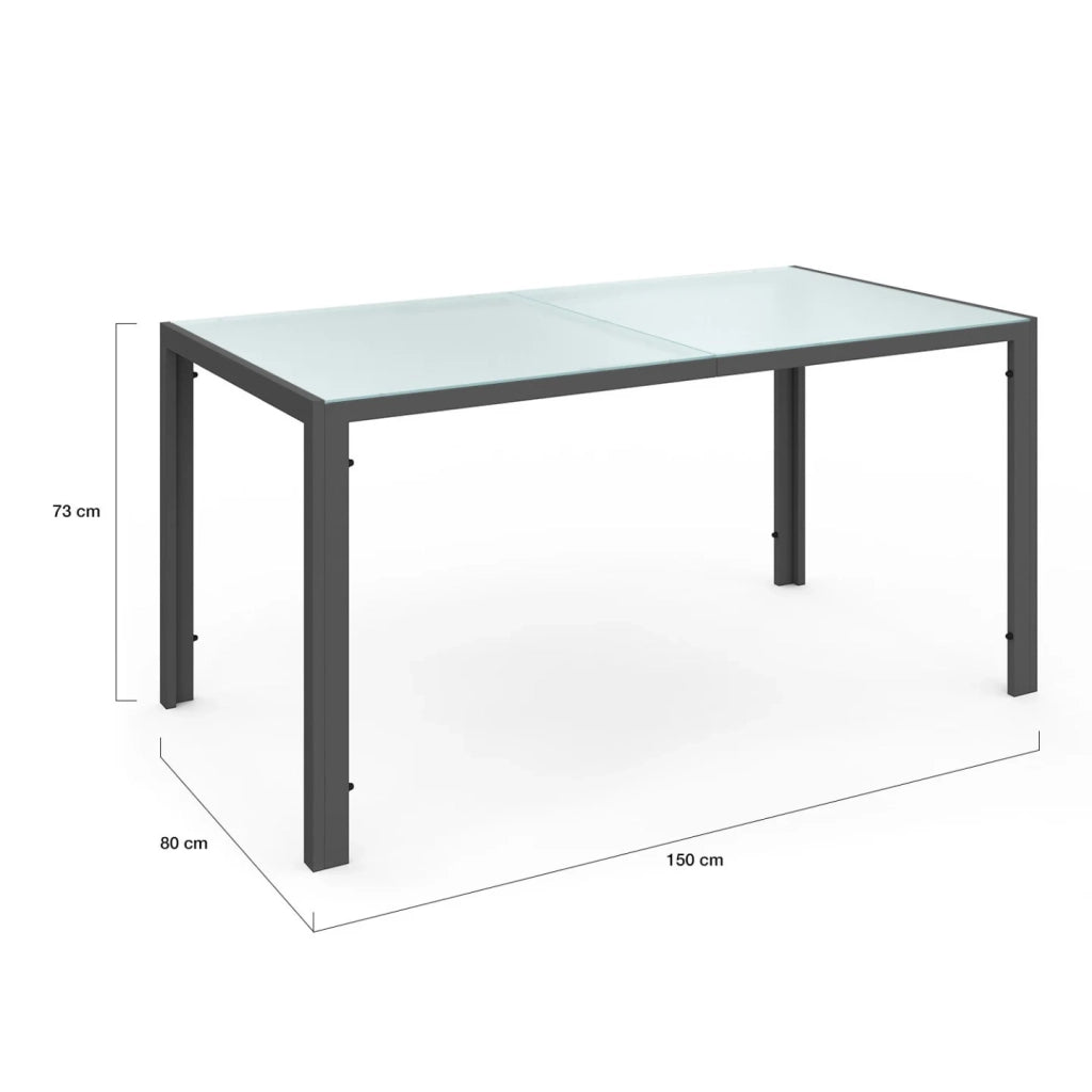 IDMarket - Set di mobili da giardino MADRID tavolo 150 cm e 6 sedie impilabili grigio antracite piano chiaro