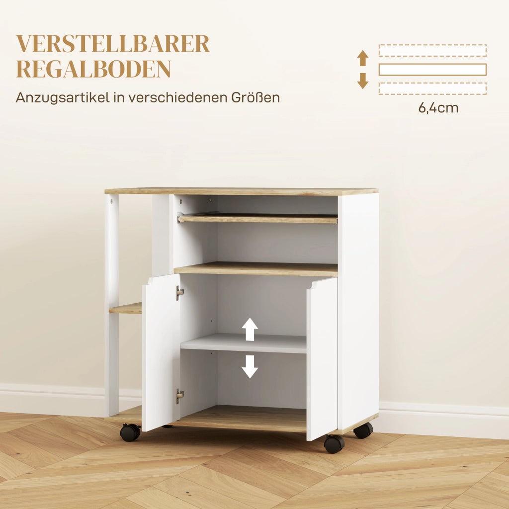 Carrello da cucina con cassetti e ripiani regolabili ¨C zephmum ¨C Bianco