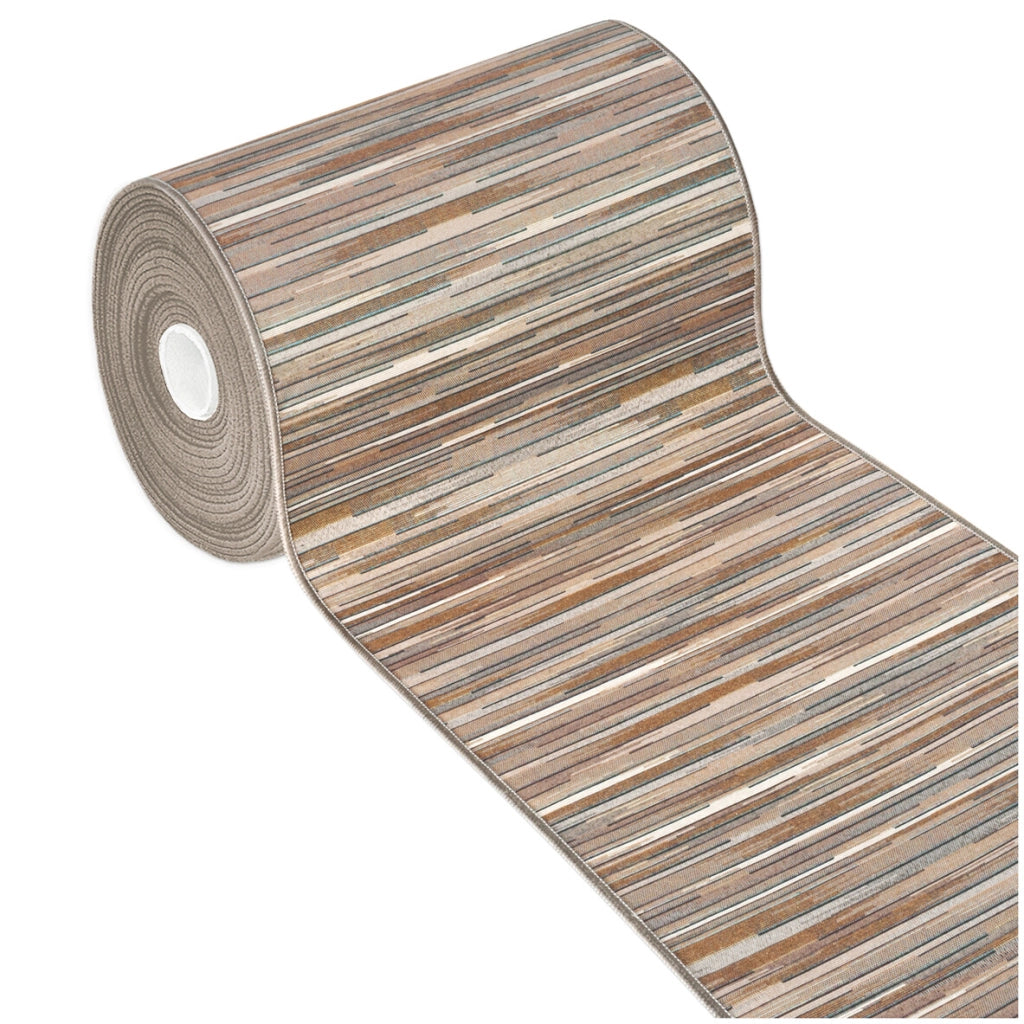 Tappeto Cucina Bordato Tessitura Piatta Bagno Camera Corridoio Stile Bamboo Beige 52x190 cm