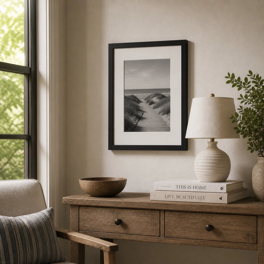 Cornice Portafoto Legno Nero Con Passepartout Disponibile in 10x15, 13x18, 20x30, 30x40 30 x 40 cm