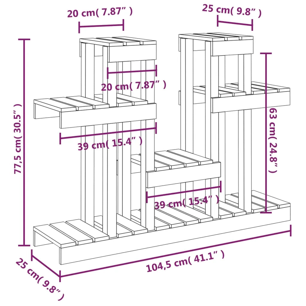 Supporto per Piante 104,5x25x77,5 cm in Legno Massello di Pino cod mxl 63912