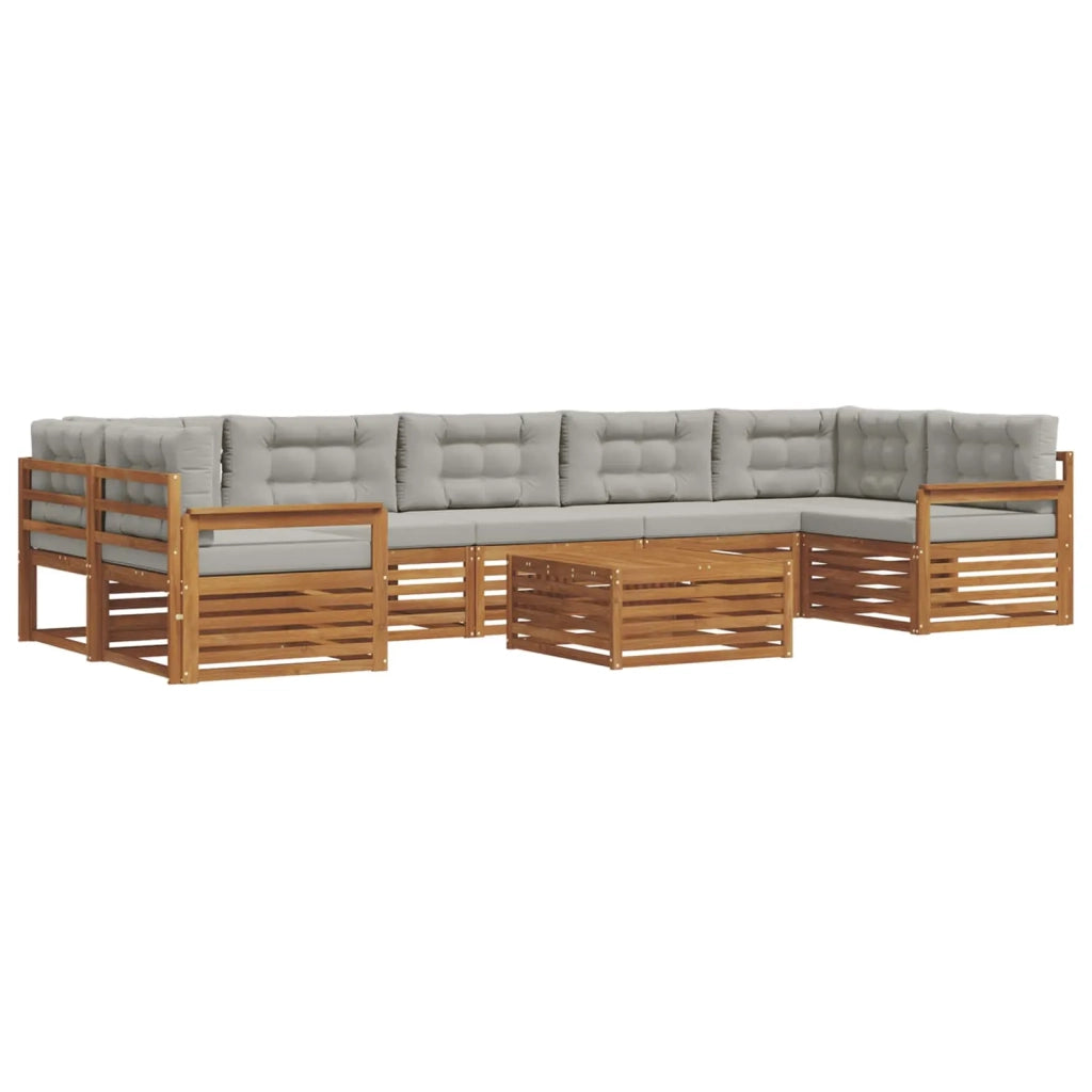 Set di divani da esterno 8 pcs Grigio Naturale e Chiaro