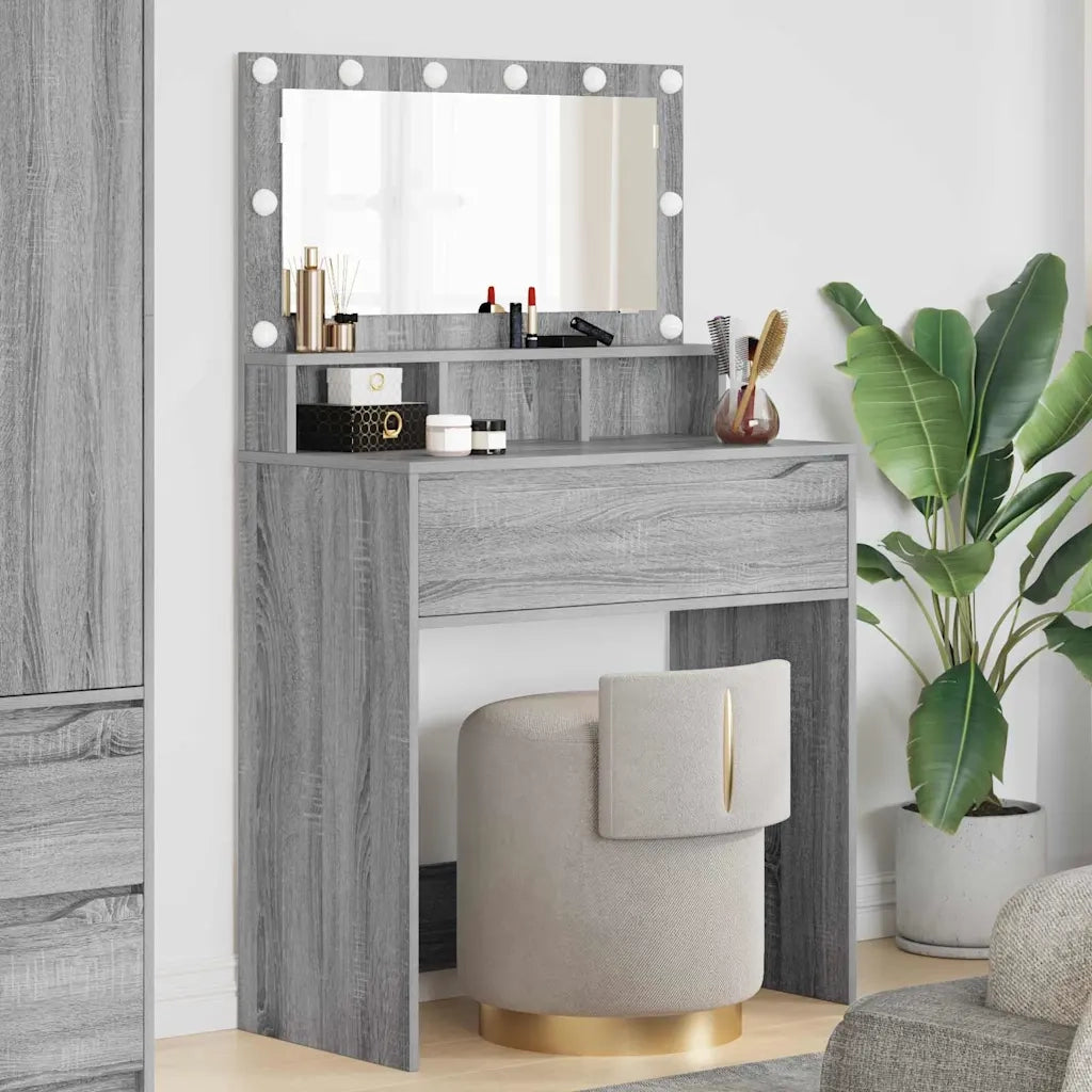 Toeletta | Tavoli da Trucco per Camera da Letto con cassetto Grigio Sonoma