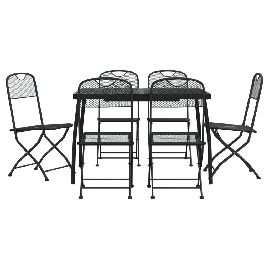 Set da Pranzo da Giardino 7pz | Set Salotto da Giardino Antracite in Rete Metallica