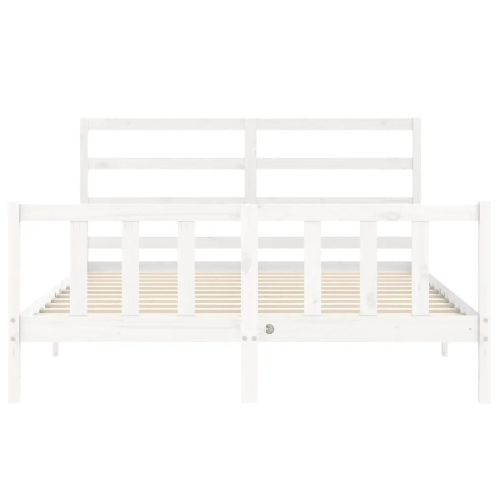 Giroletto senza Materasso-Struttura Letto Bianco 160x200 cm Legno Massello Pino 831666