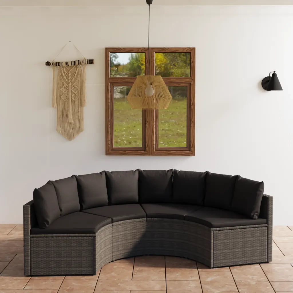 Set Divani da Giardino 4 pz con Cuscini in Polyrattan Grigio cod mxl 41283