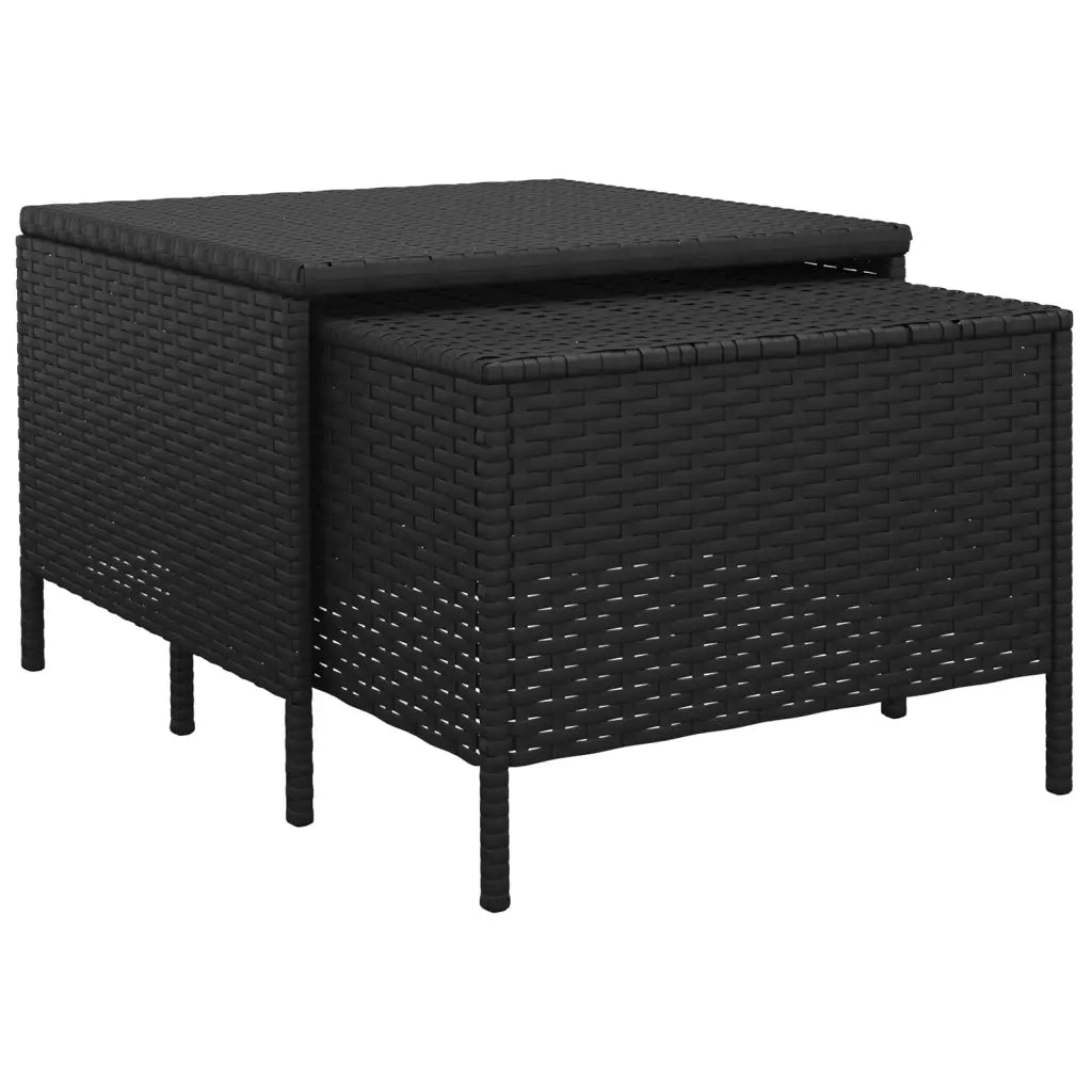 Set Divani da Giardino 4 pz | Set Salotto da Giardino con Cuscini Nero in Polyrattan