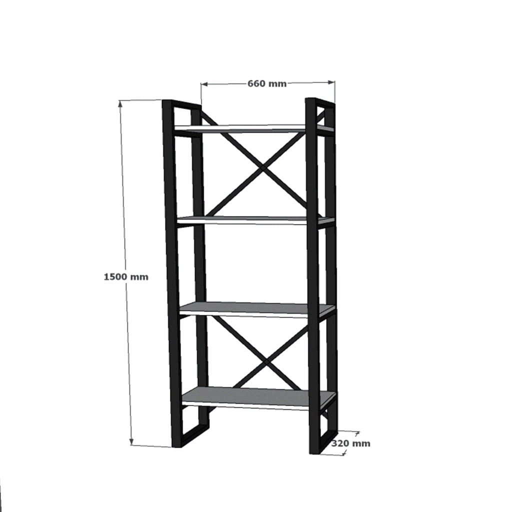 Biblioteca Framur, Libreria 4 Ripiani, 66x32x150h cm Marrone Noce
