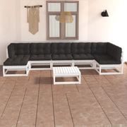 Set Salotto Giardino 8 pz Cuscini Antracite Legno Massello Pino 3076750