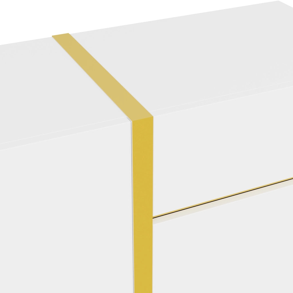 Credenza Moderna ¨C Xylo ¨C Bianco Lucido, 3 Ante, 2 Cassetti