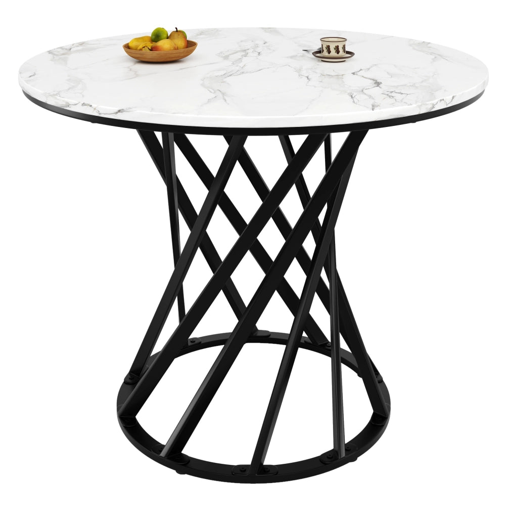Tavolo da pranzo rotondo 80 cm in MDF con gambe in metallo