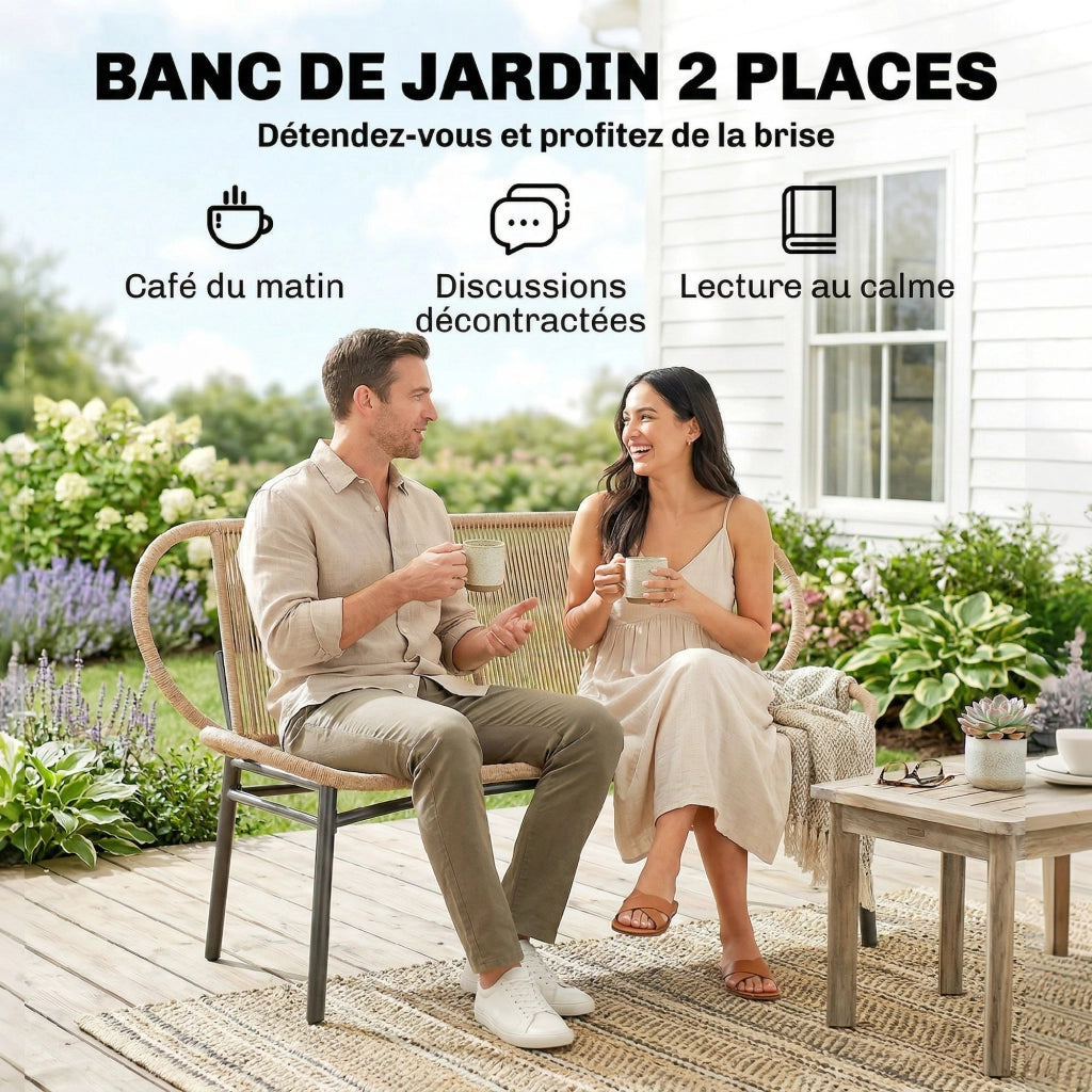 Panchina Giardino 2 Posti ¨C zephmum ¨C Resina Polyrattan Grigio Antracite