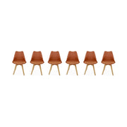 Set 6 sedie scandinave imbottite, gambe in legno per sala da pranzo,