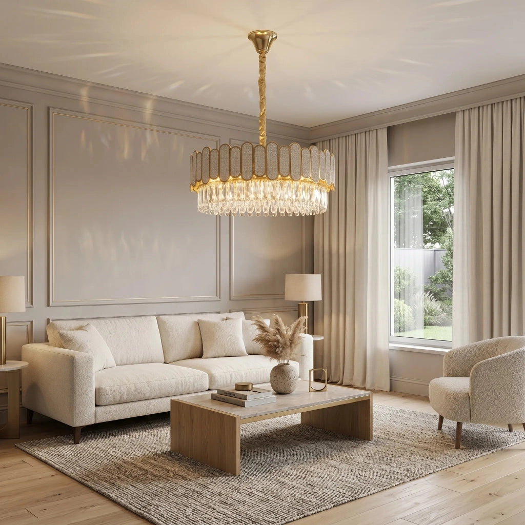 Lampada A Sospensione In Cristallo Swe107-cp 50cm Gold