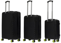 Set 3 Valigie Trolley Rigide in ABS 4 Ruote TSA Ravizzoni Fresh Nero e Giallo Fluo