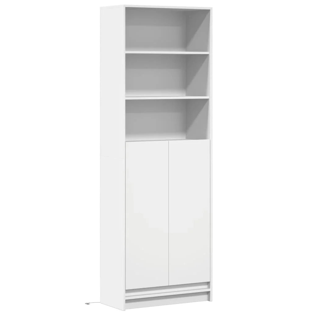 Buffet credenza cassettiera mobiletto mobile contenitore organizer cucina soggiorno salotto alto con LED 69 x 32,5 x 200 cm legno ingegnerizzato bianco 02_0032215